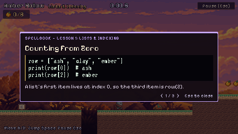 The Spellbook in the pause menu listing scrolls read so far